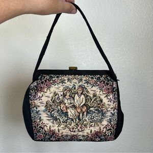 Elegant Black and Cream Tapestry Handbag
